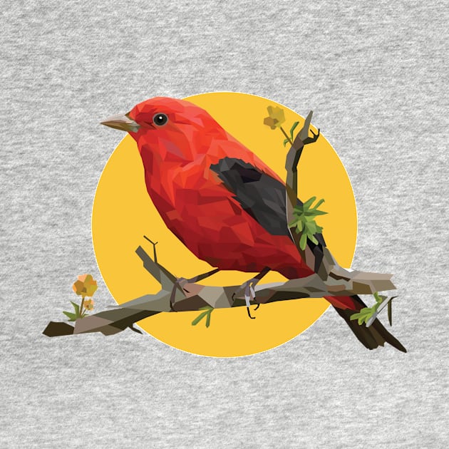 Red Scarlet. Bird. Geometric. Lowpoly. Arts. Illustration. Digital Art. by Houseofyhodie